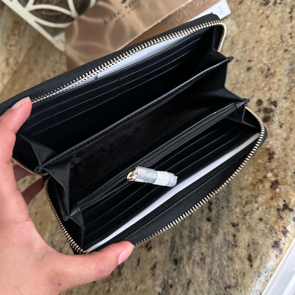 Kate Spade Tinsel Glitter Continental Women's Wallet - black, Large - Picture 5 of 8